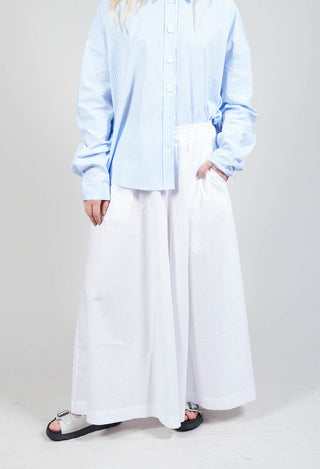 Cotton Wide Leg Trousers in Bianco