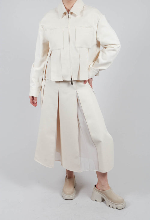 Cotton and Georgette Panel Skirt in Sea Salt