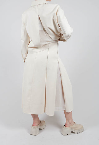 Cotton and Georgette Panel Skirt in Sea Salt