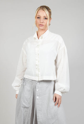 Cropped Cotton Shirt in Original White