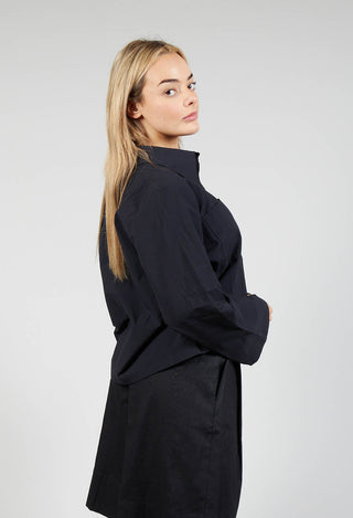 Cropped Patch Pocket Shirt in Black