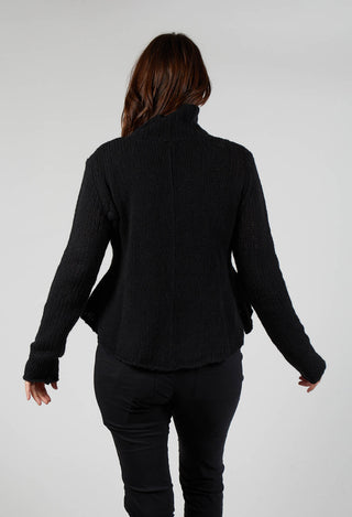 Cropped Zip Through Cardigan in Black
