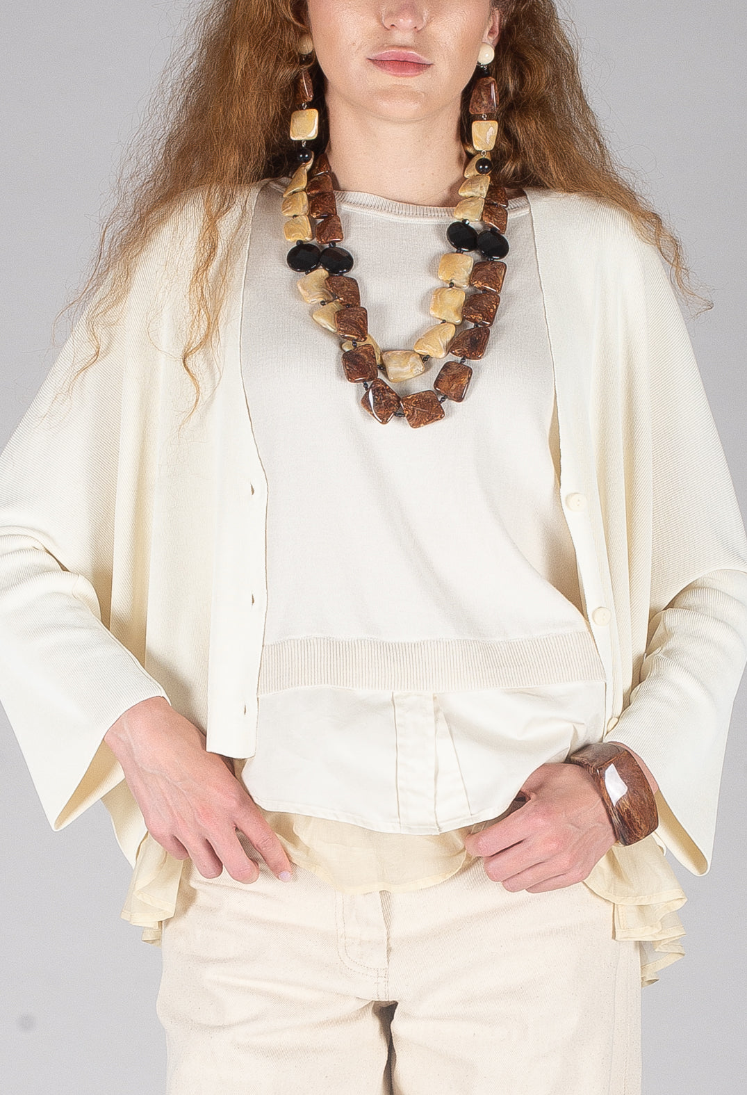 V-Neck Boxy Cardigan in White