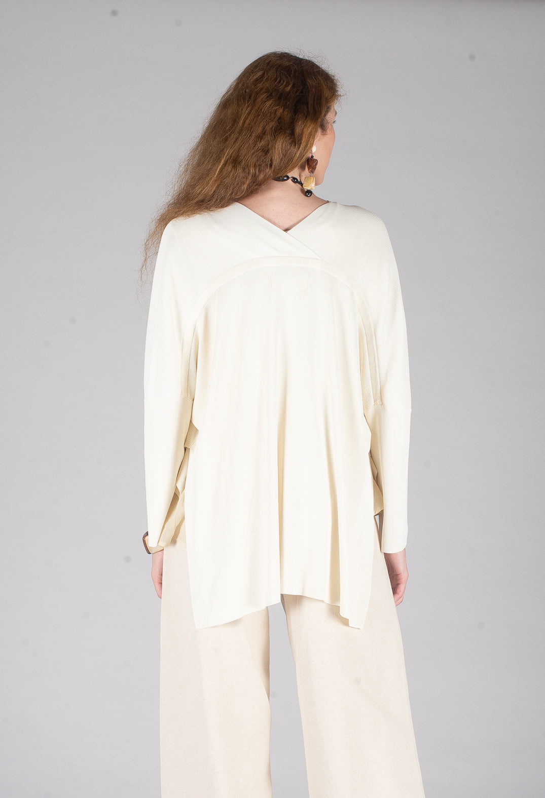 V-Neck Boxy Cardigan in White