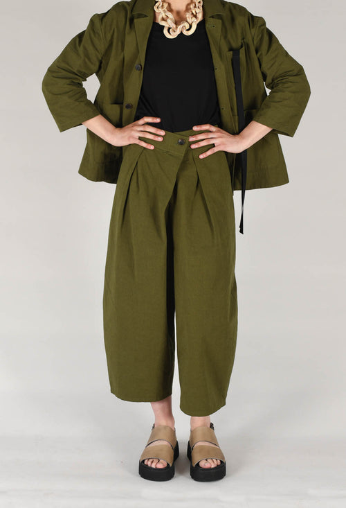 Crossover Waist Trousers in Khaki
