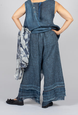 Trousers with Double Ruffle in Blue Matisse