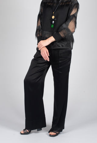 Aura Satin Trousers in Black