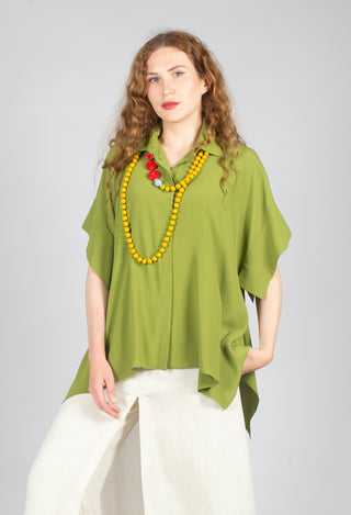 Torre Shirt with Pointed Hem in Wasabi