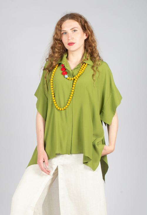 Torre Shirt with Pointed Hem in Wasabi