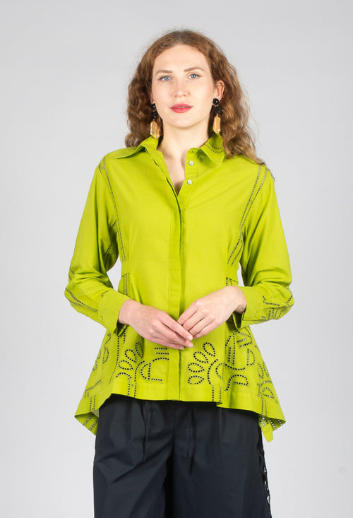 Ellide Broderie Anglaise Shirt in Wasabi