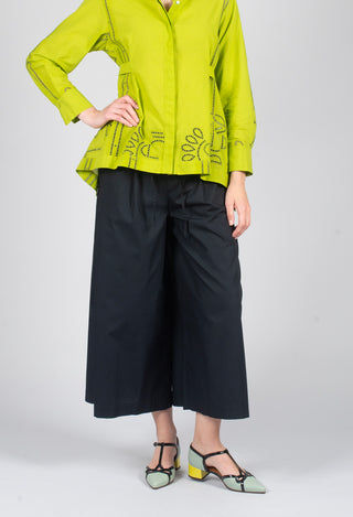 Vega Wide Leg Trousers with Lace Insert in Black