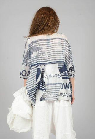 Oversized Lightweight Cotton Top in Navy Print