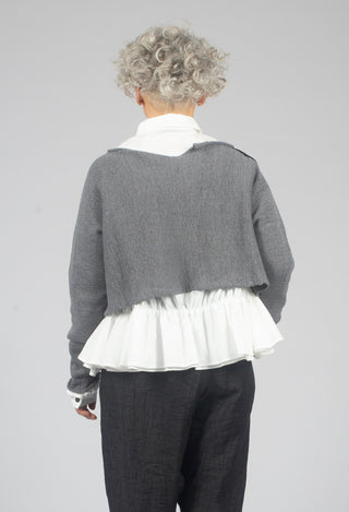 Cropped Jumper in Dark Grey with Blackflock - 3720705