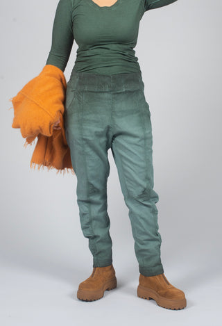Slim Fit Trousers with Ruched Leg in Pine Reverse - 2120104
