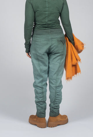 Slim Fit Trousers with Ruched Leg in Pine Reverse - 2120104