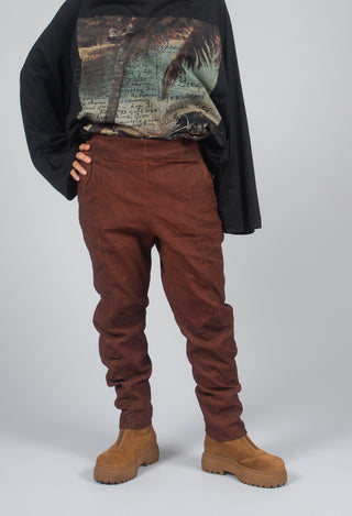 Slim Fit Trousers with Ruched Leg in Crab Cloud - 2120104