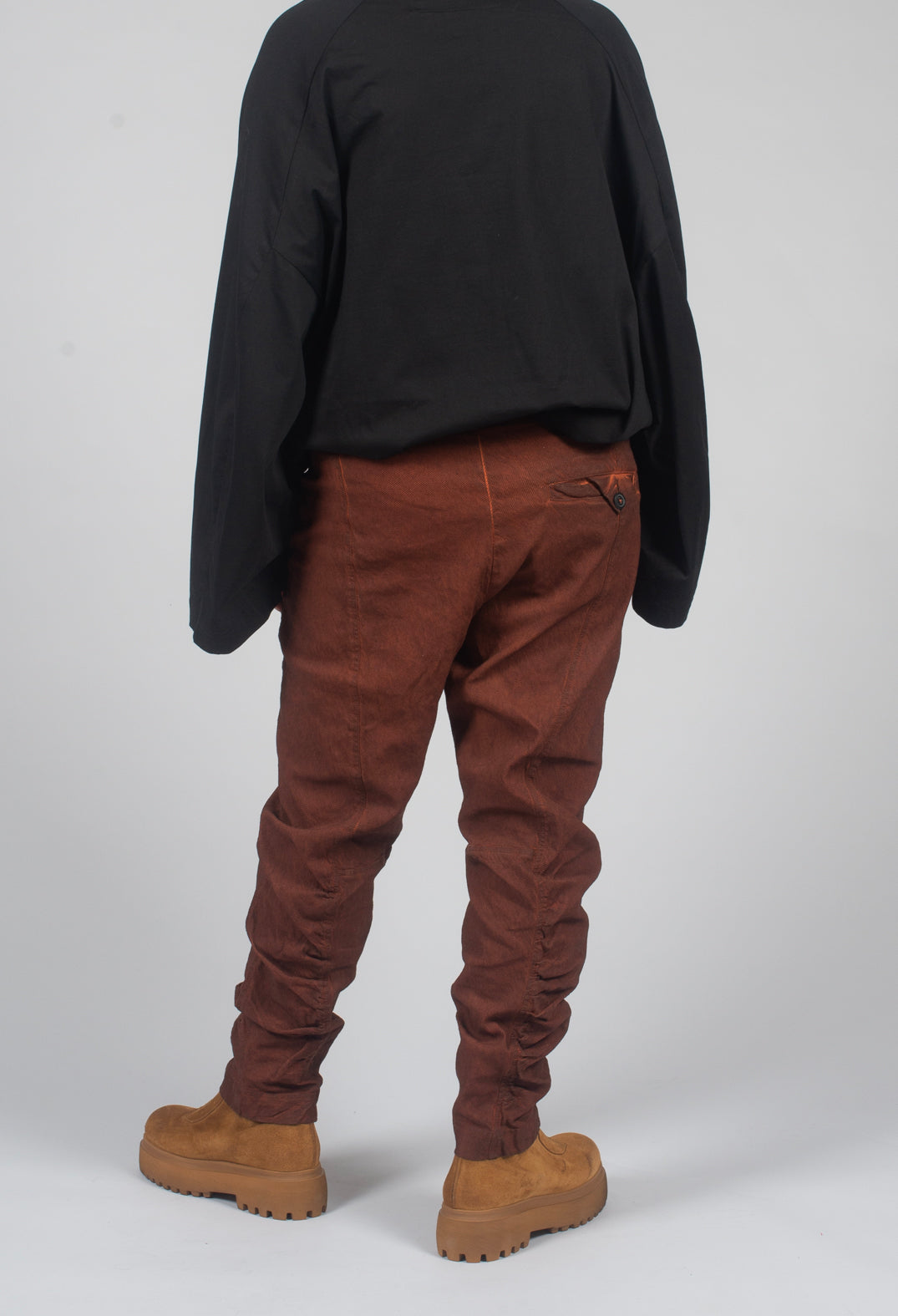 Slim Fit Trousers with Ruched Leg in Crab Cloud - 2120104