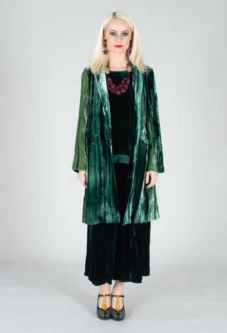 Colette Coat in Bottle Green and Mint Stripe