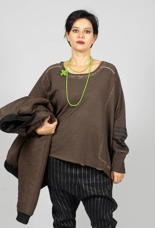 Wide Short Sweater II in Chocolate Print