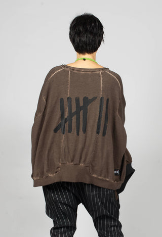 Wide Short Sweater II in Chocolate Print
