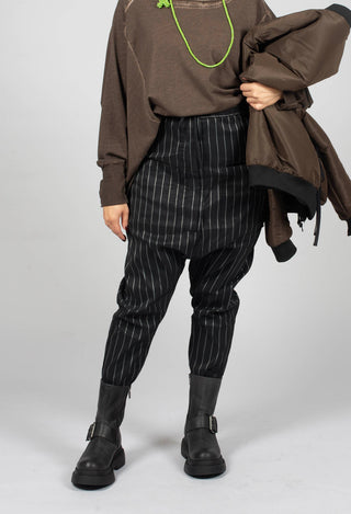 T Pant Drop Crotch Trousers in Pinstripe