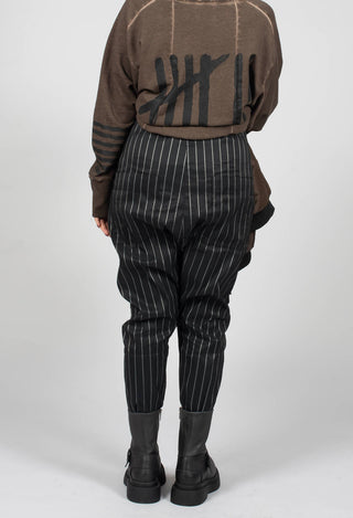 T Pant Drop Crotch Trousers in Pinstripe