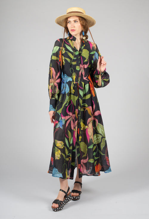 Artemisia Dress in Nero Floreale