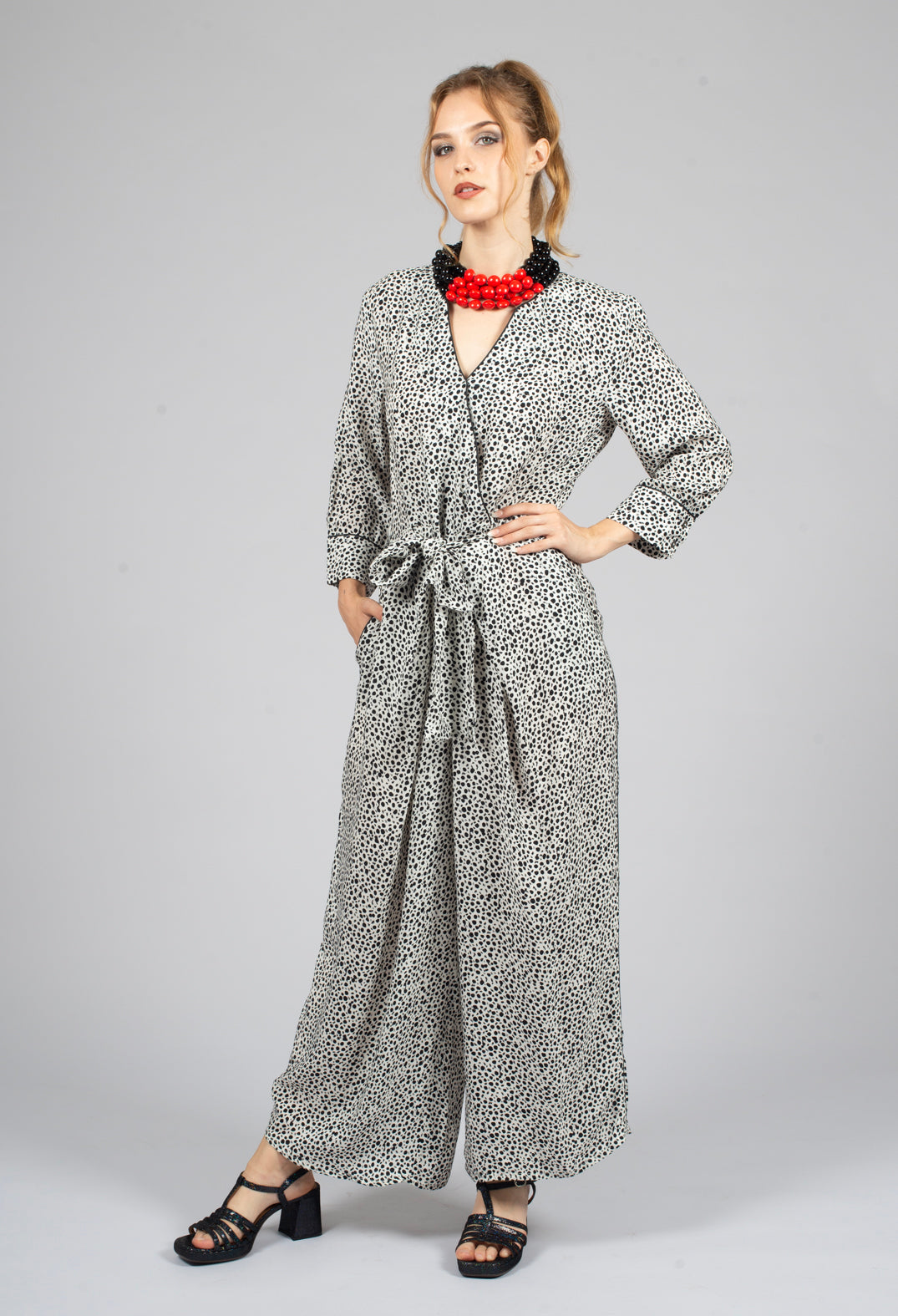 Dalmatian Print Jumpsuit in Black / White