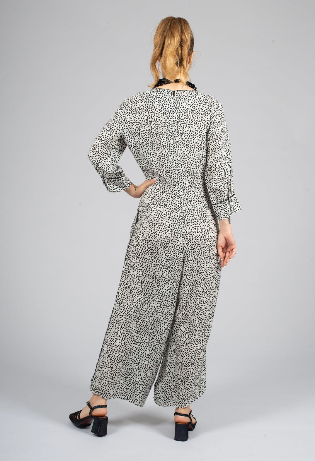 Dalmatian Print Jumpsuit in Black / White