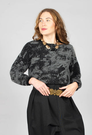 Marbled Crop Sweater in Black