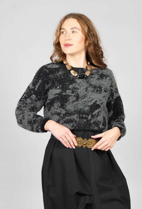 Marbled Crop Sweater in Black
