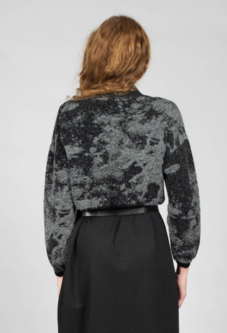 Marbled Crop Sweater in Black