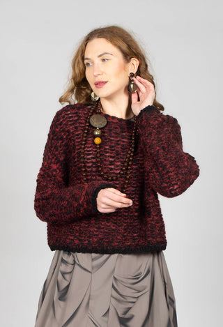 Open Knit Sweater in Scarlett Red