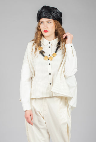 Oversized Shirt in Cream Pinstripe