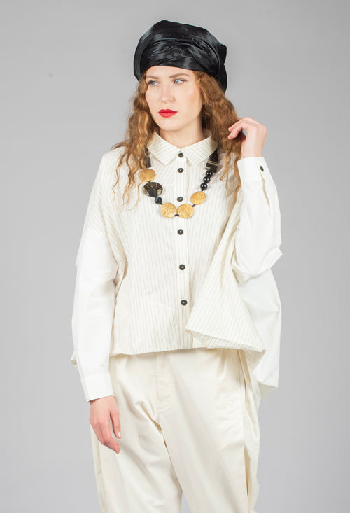 Oversized Shirt in Cream Pinstripe