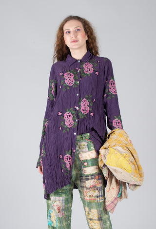 Origihell Crinkled Shirt Dress in Eisenbahn Purple