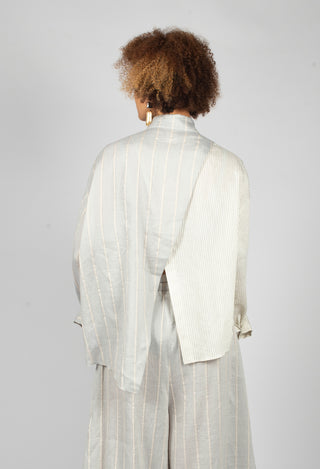 Asymmetric Shirt in Grey and Off White Stripe