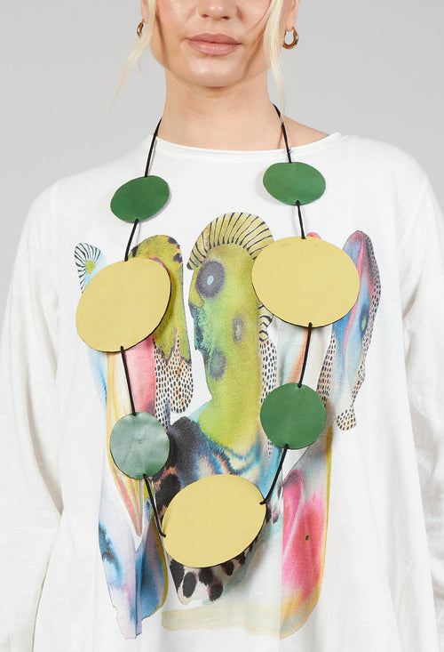 Disc Necklace in Lime with Green Pois