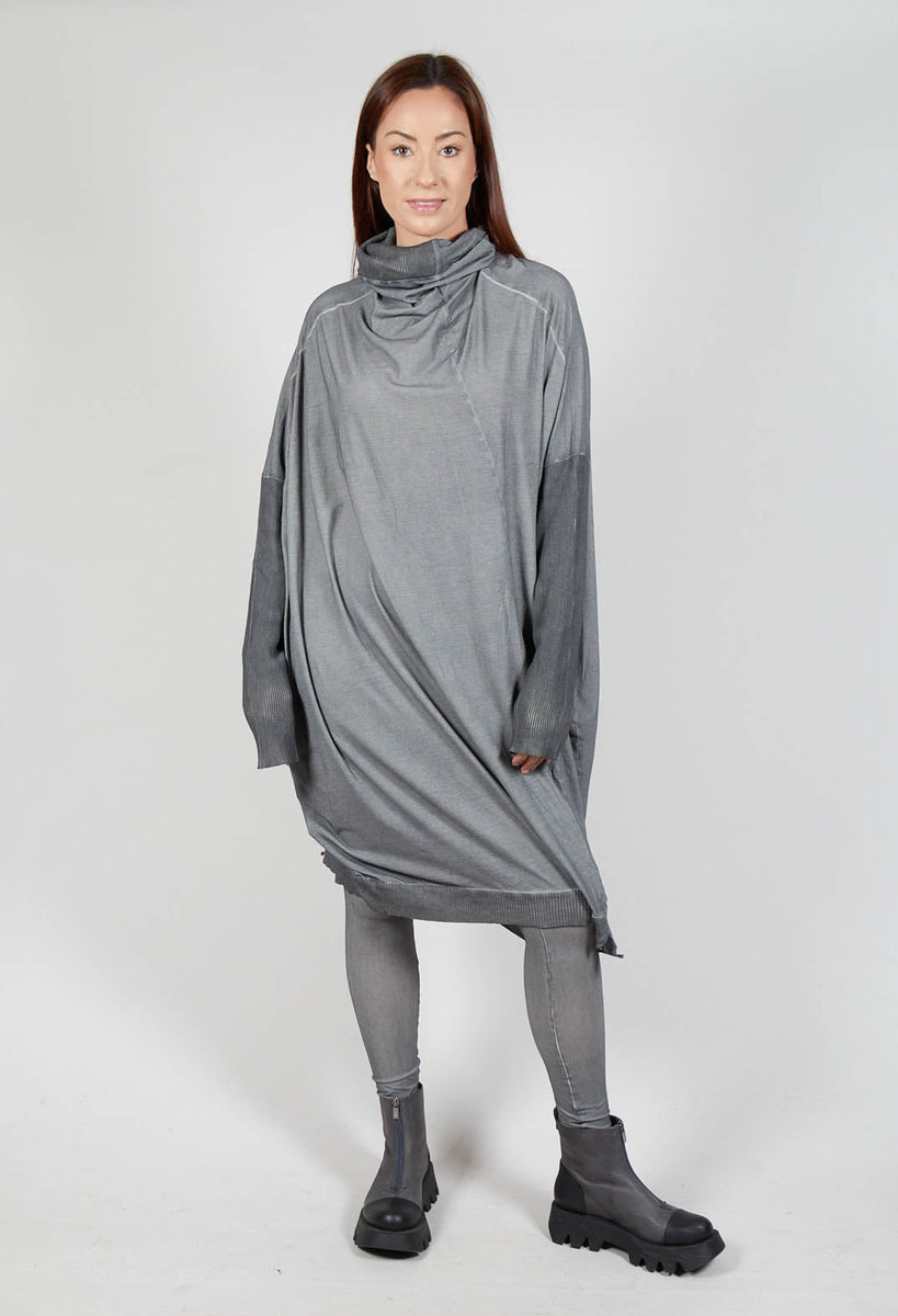 Draped Neckline Sweater Dress in Pencil Cloud – Olivia May