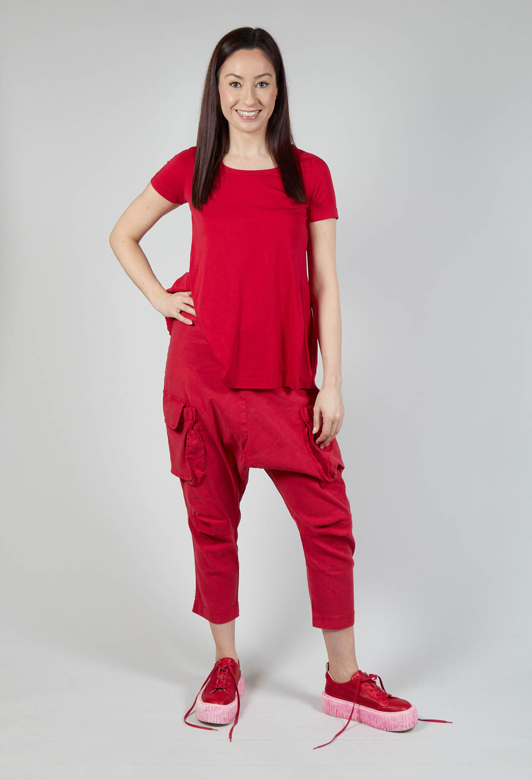 Drop Crotch Cargo Style Trousers in Chili
