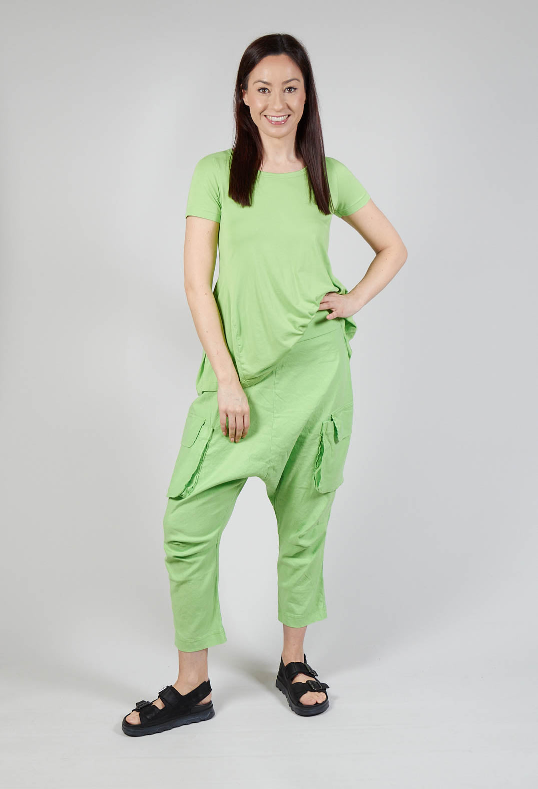 Drop Crotch Cargo Style Trousers in Lime