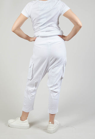 Drop Crotch Cargo Style Trousers in White
