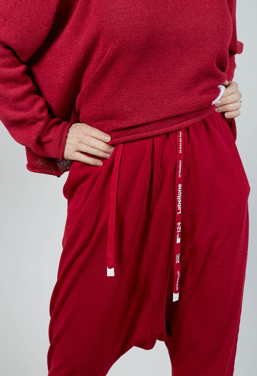 Drop Crotch Trousers with Exposed Seams in Rock