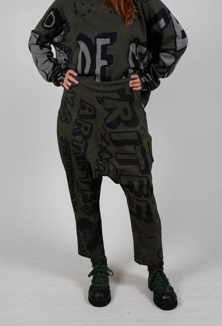 Drop Crotch Trousers with Tapered Leg in Jungle Big Print