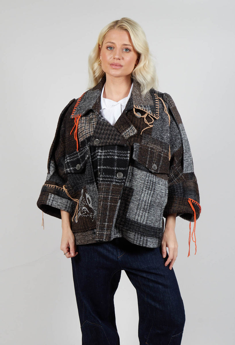 Dropped Shoulder Jacket in Grey Print – Olivia May