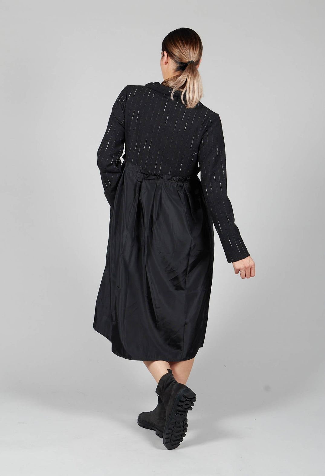 Dust Coat Pleated Dress in Black