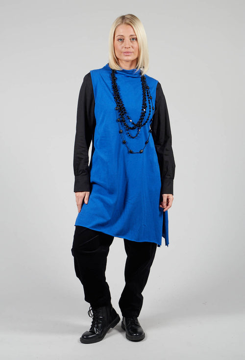 Sleeveless Top with Stand up Collar in Royal Blue