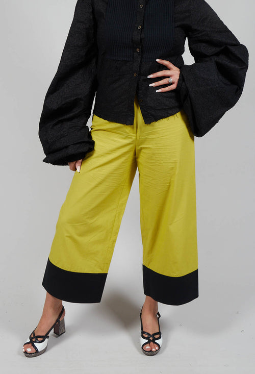 Colour Block Wide Leg Trousers in Haruna Green / Black