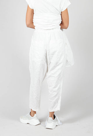 Button Up Drop Crotch Trousers in Star White