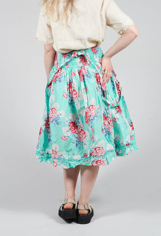 Ekin Skirt in Turquoise Flower